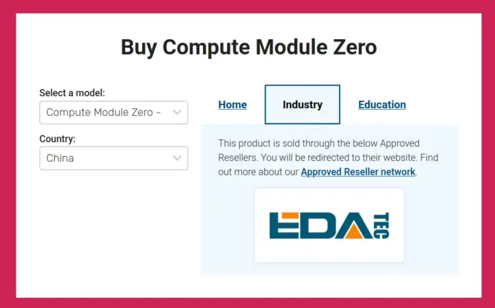 Raspberry Pi CM0, revendedores y EDATEC