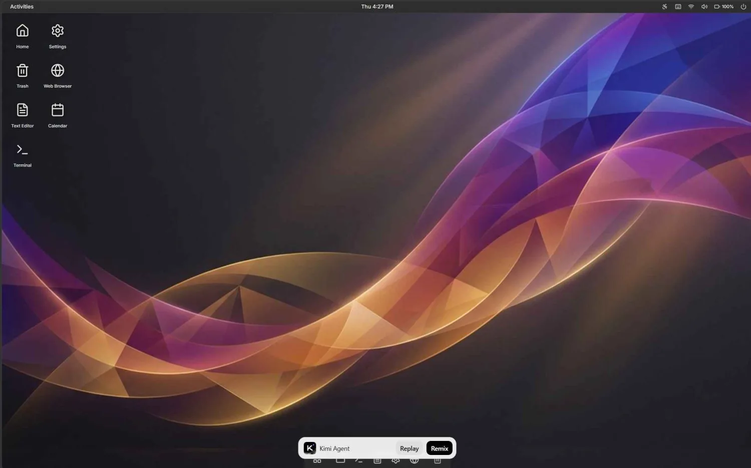 Réplica de Linux basada en web con más de 50 aplicaciones funcionales, creada con Kimi Code