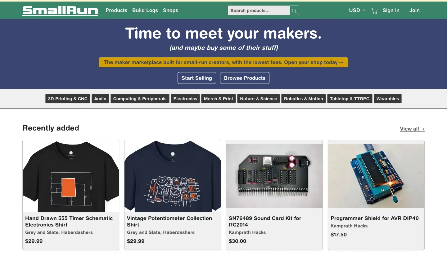 SmallRun.net abre marketplace para makers con cuts del 8% y USD 0,40