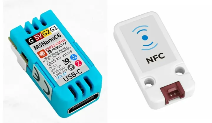 M5Stack NanoC6 y unidad NFC para la demo de lector Aliro