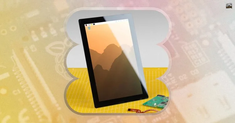 Pantalla táctil de 10 pulgadas en orientación vertical mostrando escritorio y barra de tareas