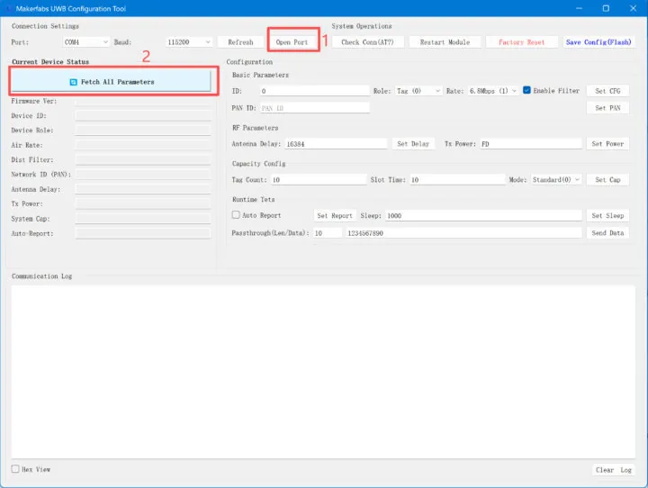 Herramienta de configuración UWB de Makerfabs