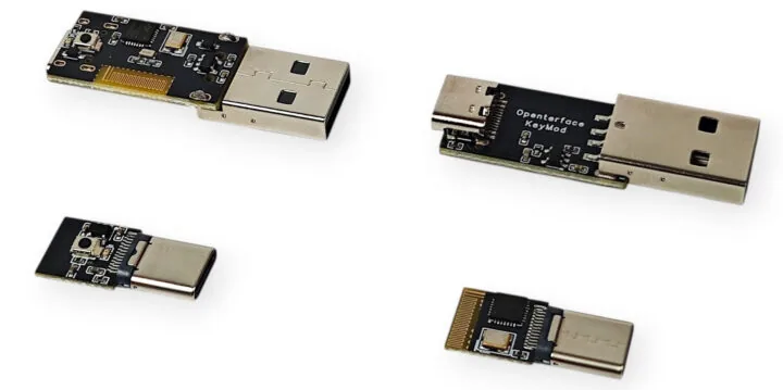 PCB interna del Openterface KeyMod mini (abajo) y plus (arriba)