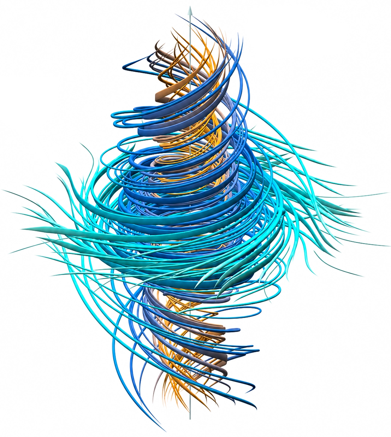 Vórtice generado por OpenAI donde el amarillo representa alta velocidad y el azul baja