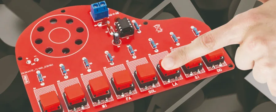 Esquema del circuito de un mini piano electrónico con un temporizador 555
