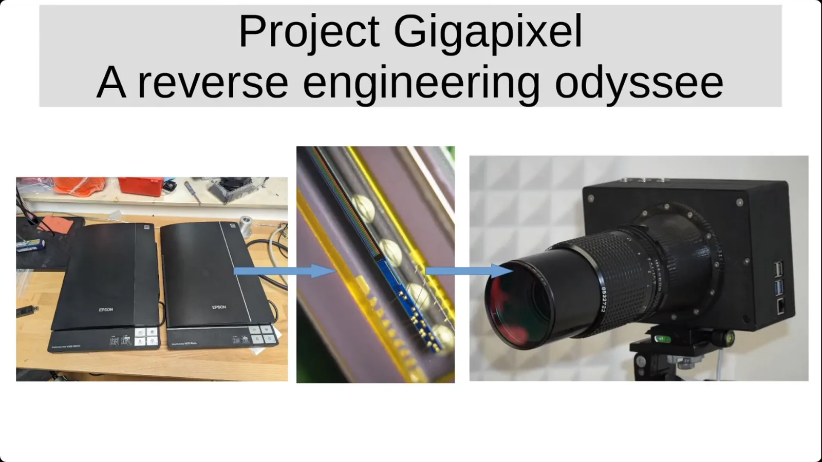 Un sensor de escáner tiene una gran resolución lineal. Si lo desplazas detrás de una lente de calidad, puedes capturar imágenes en altísima resolución, siempre que nada se mueva durante la toma.