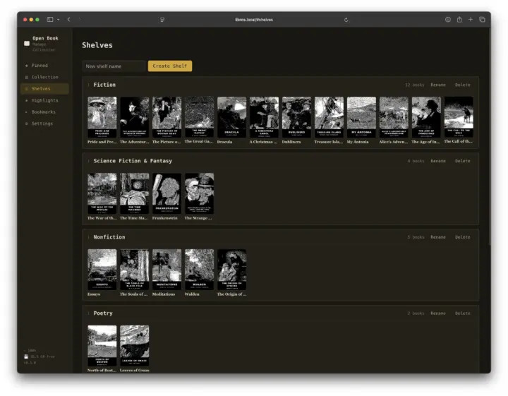 Interfaz web del Open Book Touch