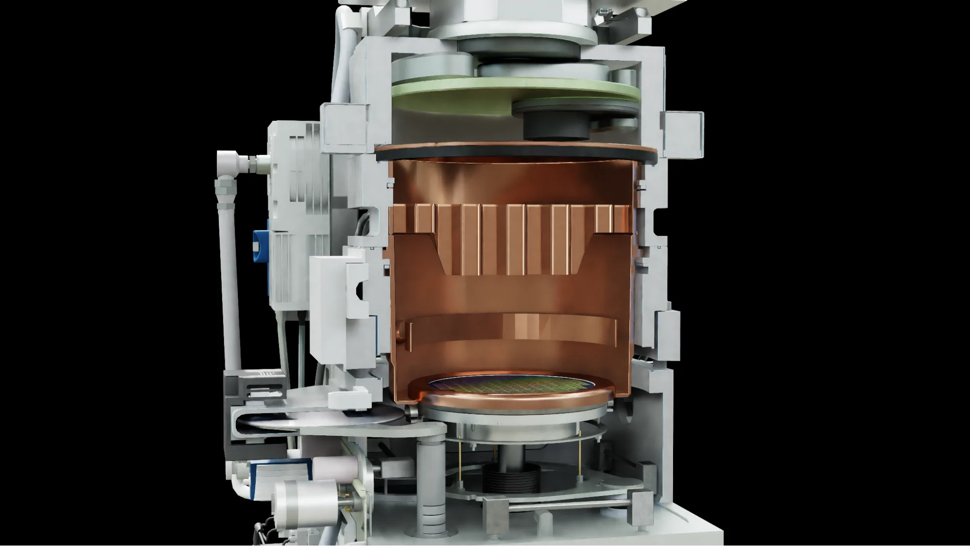 Figura 3. La plataforma ACE+ de Applied Materials simula la física acoplada de la cámara de proceso y corre hasta 35 veces más rápido con NVIDIA PhysicsNeMo.