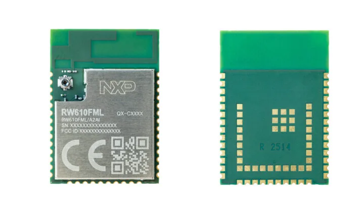 Cara frontal y trasera del módulo NXP RW610FML