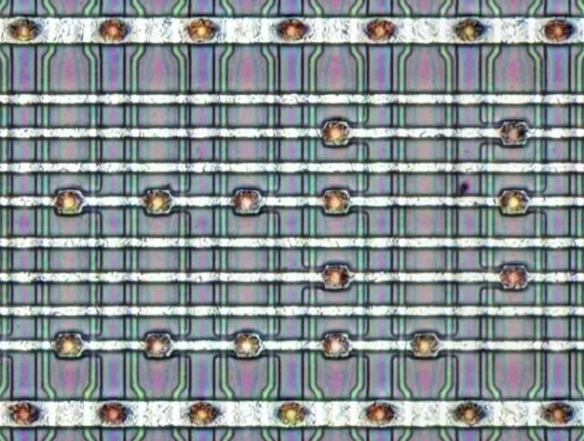 Primer plano de algunos bits del microcódigo.