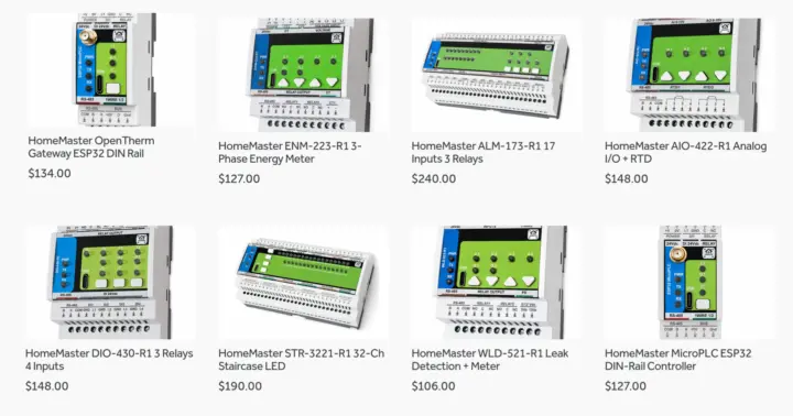 Medidor de energía HomeMaster con relés, entradas y salidas analógicas y detección de fugas
