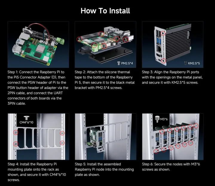 Instrucciones de instalación del PiRack-M6F