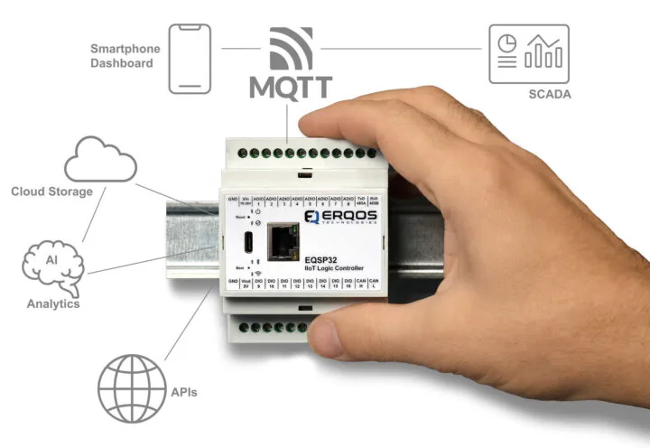 Erqos EQSP32CE: PLC industrial con ESP32-S3 y bus CAN