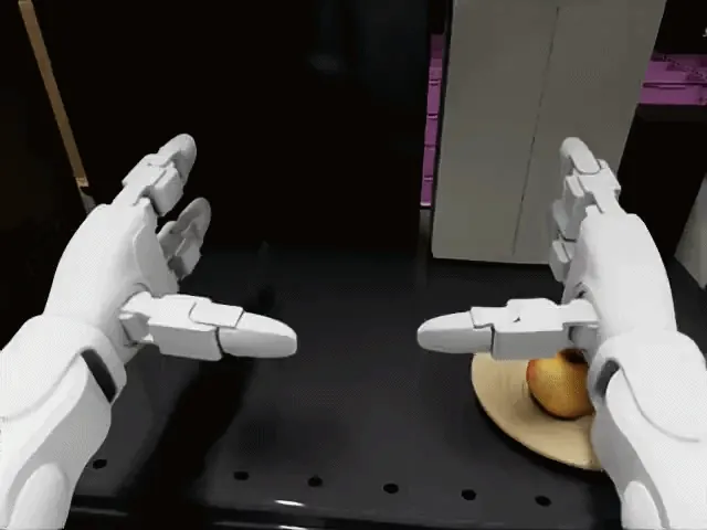 Robot humanoide GR00T 1.7 ejecutando una tarea de tomar y ubicar una manzana tras el post-training