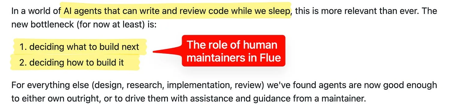 Los agentes ya pueden hacer la mayoría de las tareas de un pull request, según la guía de colaboradores de Flue