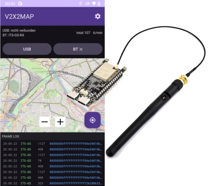 V2X2MAP: app Android lee tráfico V2X desde un ESP32-C5