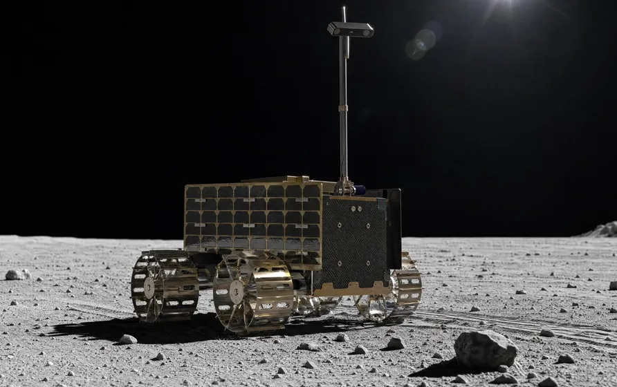 Representación del rover MAGPIE operando en la superficie lunar