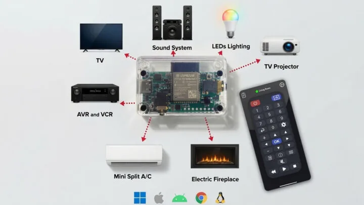 El OpenInfrared Point puede controlar televisores, proyectores, receptores AV, aires acondicionados, iluminación y otros dispositivos compatibles desde un smartphone
