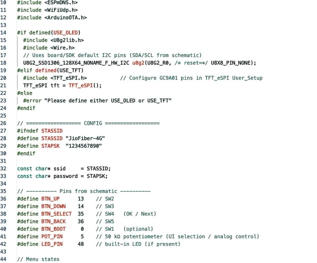 Fig. 4: Fragmento de código para configurar el Wi-Fi