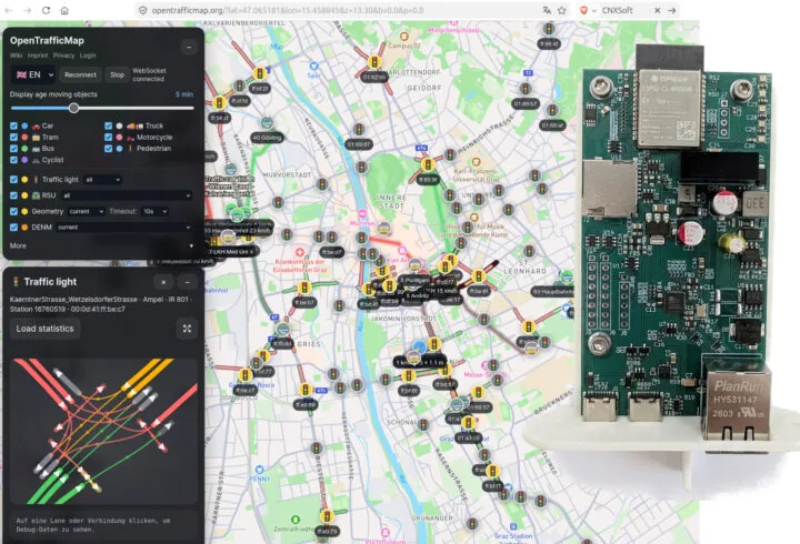 OpenTrafficMap usa un ESP32-C5 para escuchar V2X 802.11p