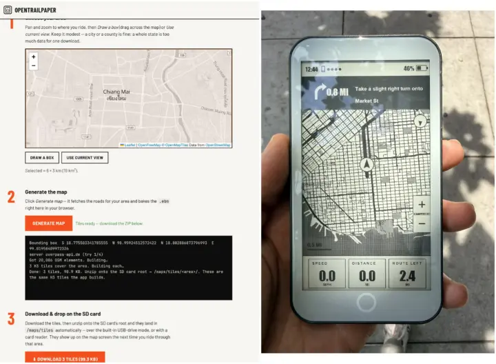 Generación de mapas y renderizado en pantalla E Ink