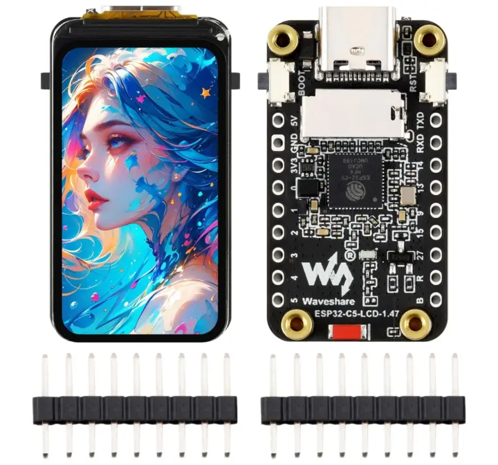 Pantalla LCD de 1.47 pulgadas sobre el ESP32-C5 con WiFi 6 dual-band