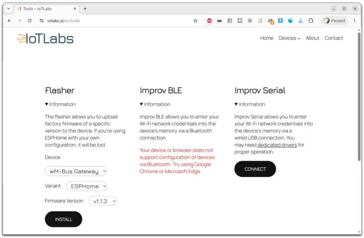 Flasher web de IOTLabs