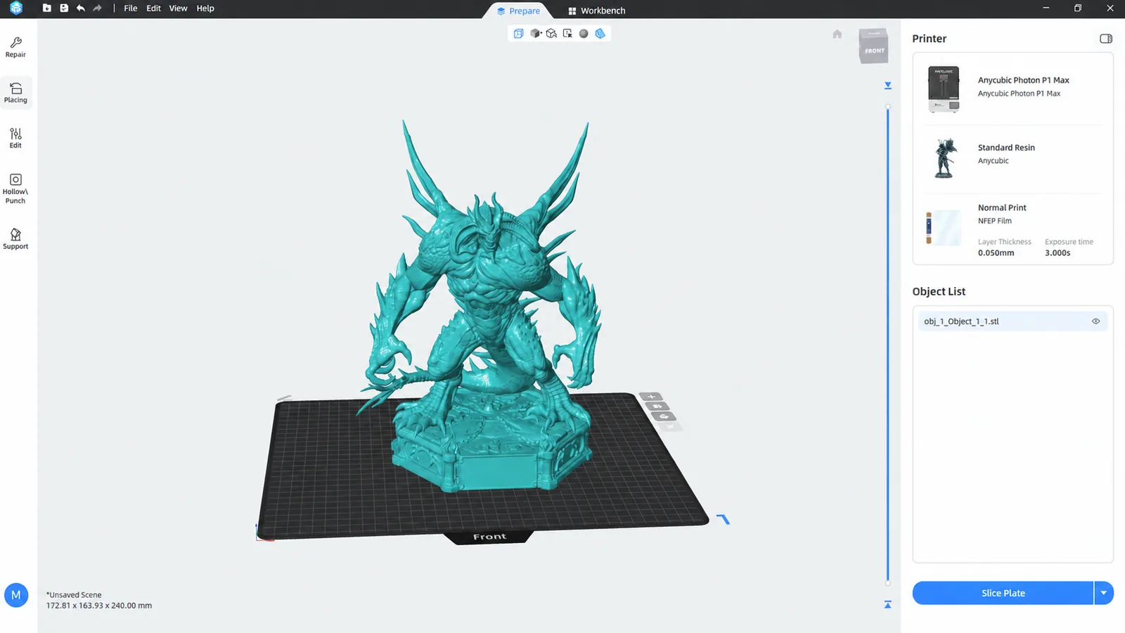 Interfaz del software Photon Workshop de Anycubic