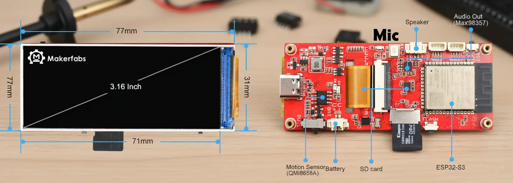 Placa de desarrollo MaTouch ESP32-S3 Parallel TFT con pantalla ST7701S de 3,16 pulgadas