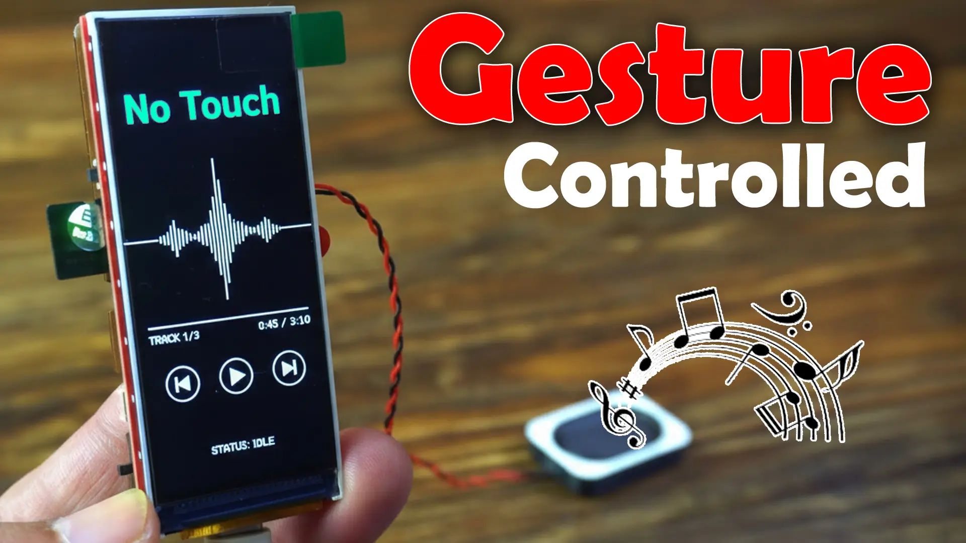 Arma un reproductor de música por gestos con ESP32-S3 y piezas sueltas