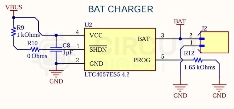 Circuito cargador de batería con LTC4057 del medidor láser