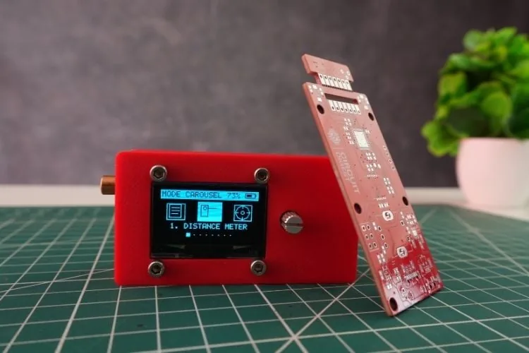 Diagrama general del SmartTape: el camino del sensor láser de distancia y el del inclinómetro