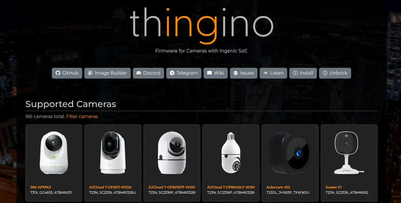 Thingino: convierte una cámara IP barata en una cámara sin nube