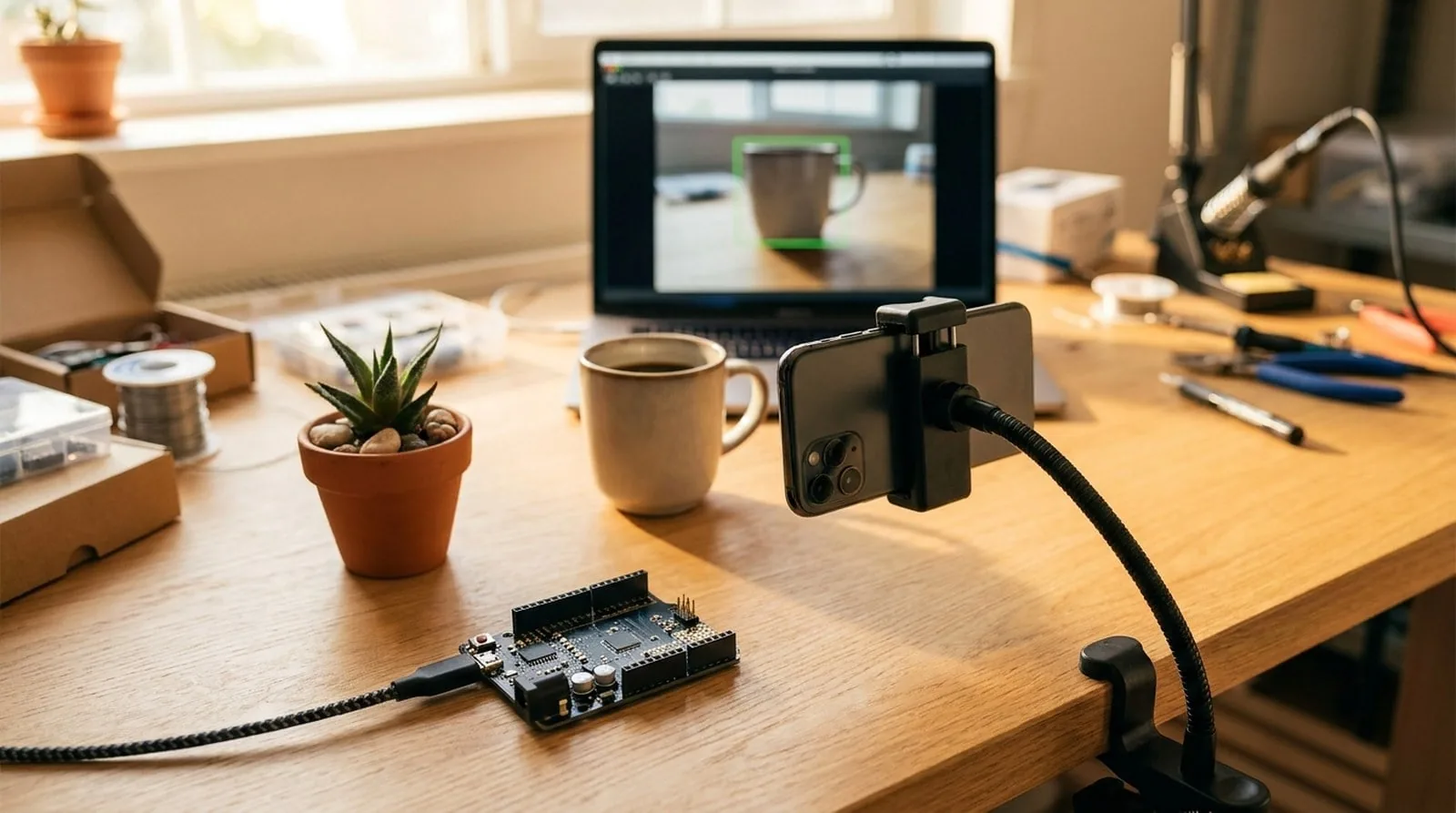 Tu celular como cámara IA del Arduino UNO Q: detección de objetos sin hardware extra