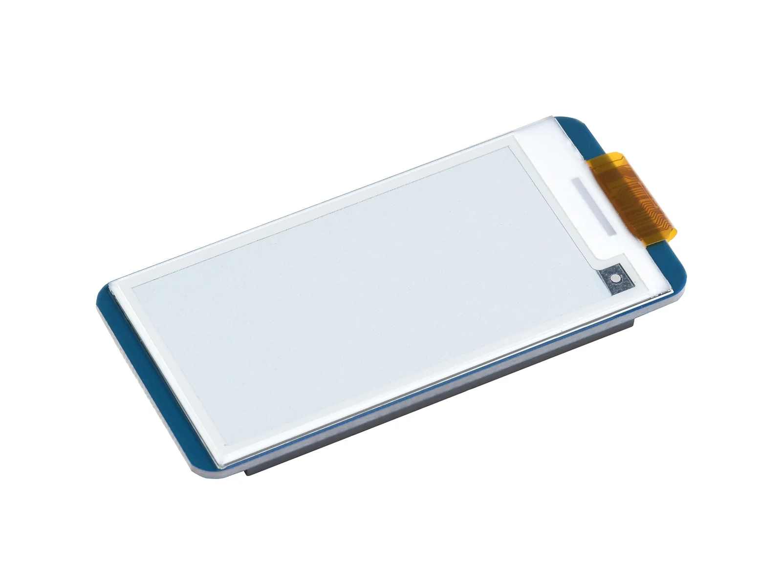 Display Waveshare ePaper de 2,13 pulgadas en PCB azul con conector de cable plano, tamaño de un naipe