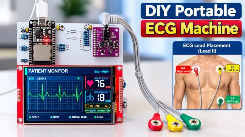 Monitor de ECG y respiración con ADS1292R, ESP32 y pantalla TFT