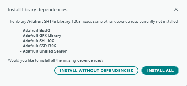 Dependencias que ofrece instalar el gestor de librerías del Arduino IDE
