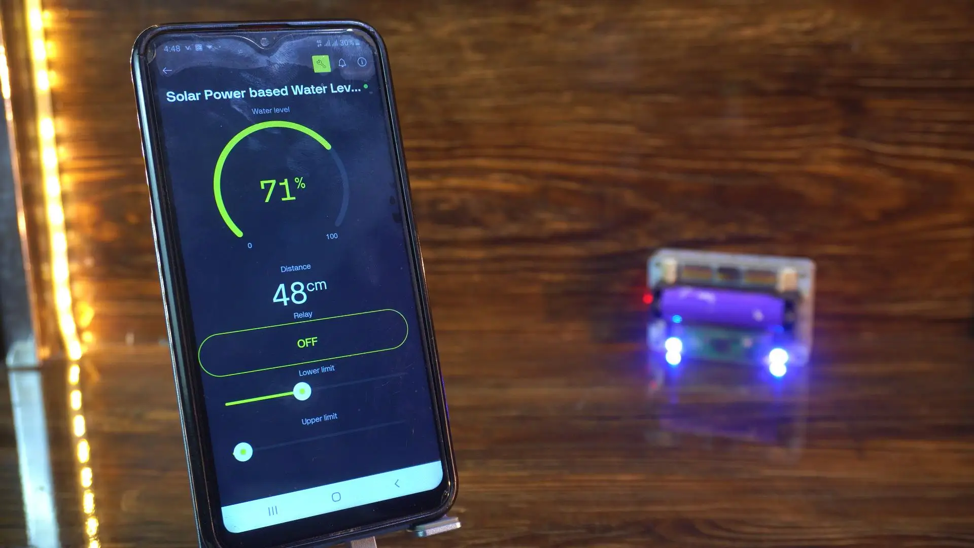 Monitoreo del nivel del estanque desde el celular con la aplicación Blynk