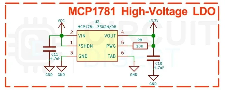 Bloque del regulador de alto voltaje MCP1781