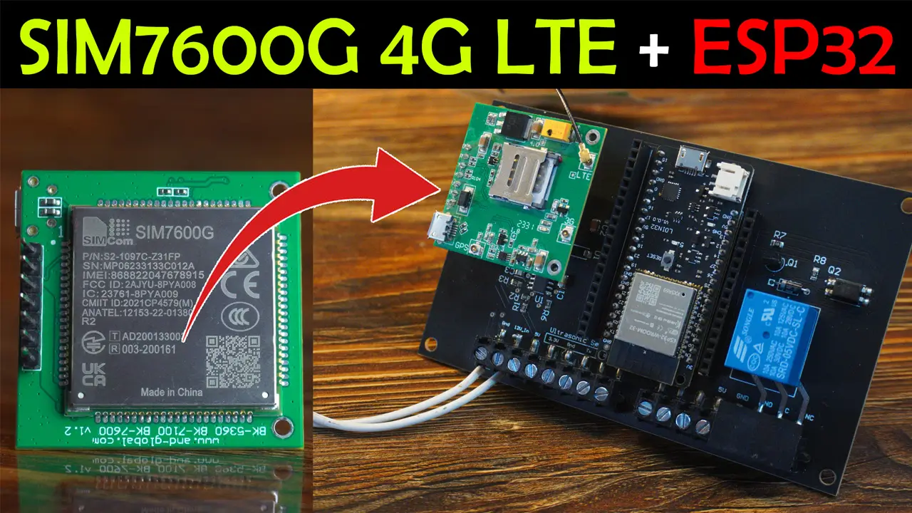 Placa de desarrollo ESP32 junto a una fuente de alimentación de 5 V y 3 A