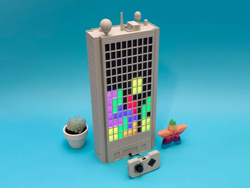Tetris LED estilo edificio MIT con NeoPixels y RP2040