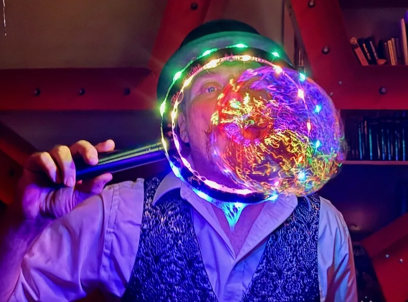 Burbujas iluminadas por los LEDs de la varita