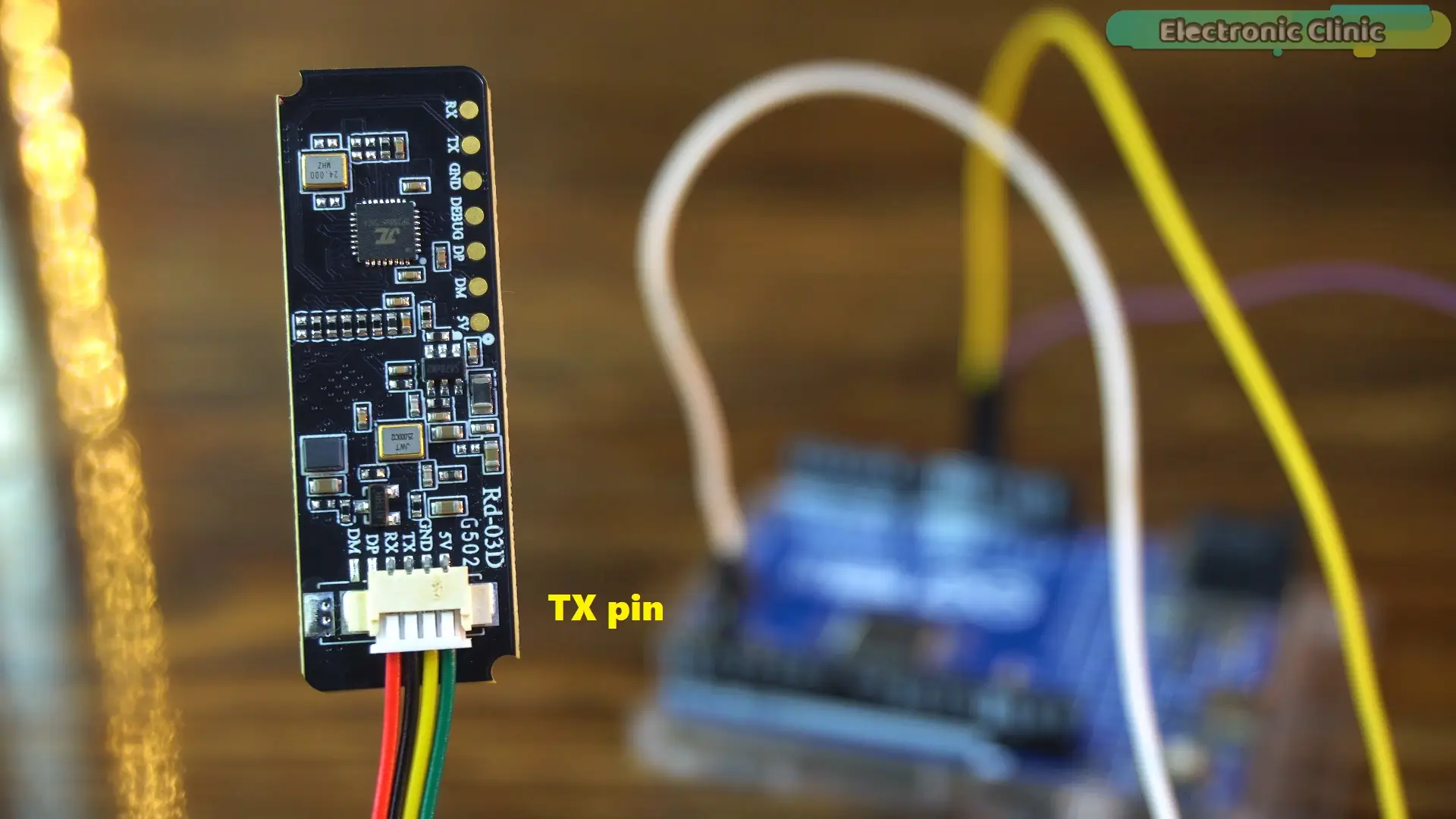 Conexión del pin TX del radar RD-03D al pin de datos del Arduino