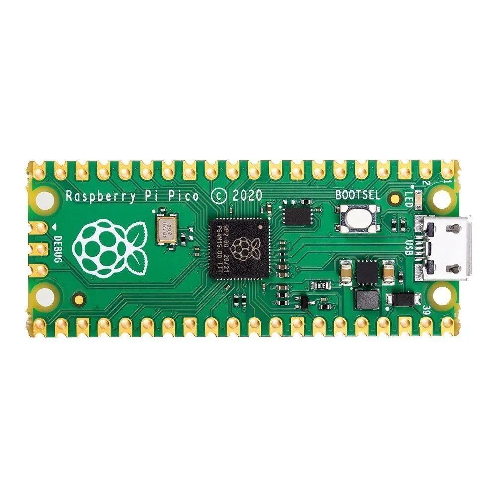 Raspberry Pi Pico con el chip RP2040, que aloja el sensor de temperatura interno