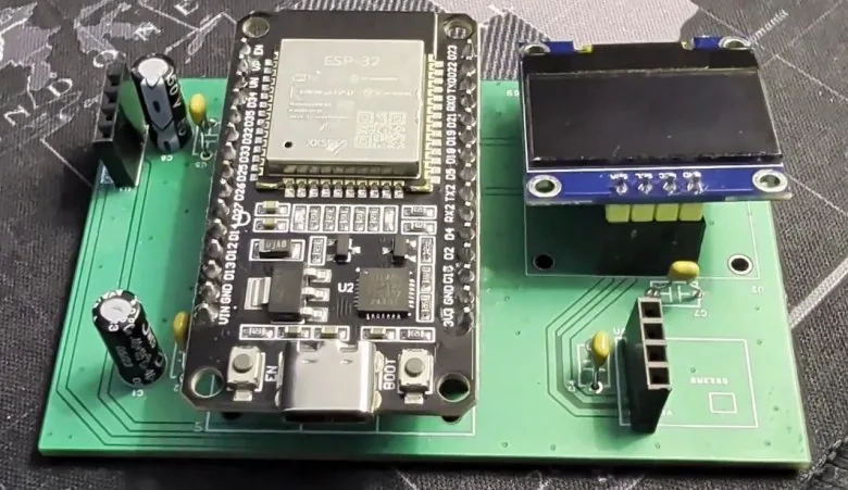 Montaje de la placa con el ESP32, la OLED, el radar y la cámara térmica