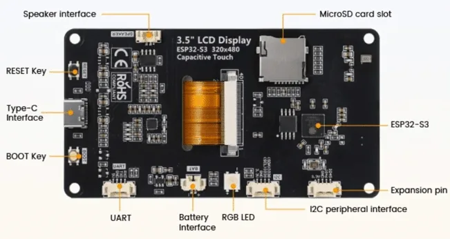 Hardware de la placa Elecrow de 3,5 pulgadas con ESP32-S3
