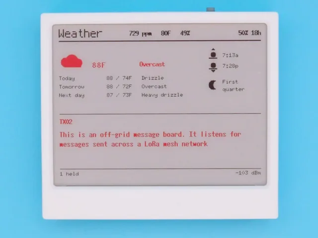Tablero MeshFruit terminado con su pantalla e-ink