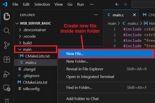 Crear el archivo Kconfig.projbuild en la carpeta main
