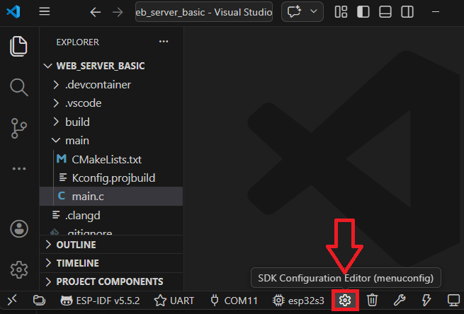 Abrir el SDK Configuration Editor (menuconfig)