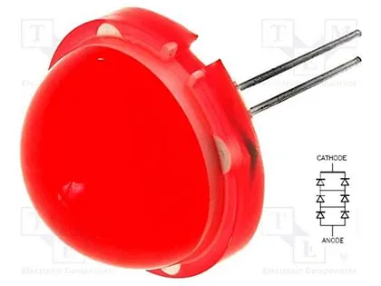 LED rojo difuso de 20mm de gran diametro para señaletica
